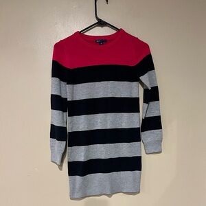 Gap Girls Large 10 Striped Sweater Dress with Orange Hearts Elbows Fall Dress